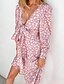 cheap Bodycon Dresses-Women&#039;s Sheath Dress Knee Length Dress Blushing Pink Long Sleeve Floral Fall Summer V Neck Elegant Mumu 2021 S M L