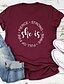 abordables T-shirts-Mujer Camiseta Gráfico Texto Estampados Estampado Escote Redondo Básico Tops 100% Algodón Blanco Negro