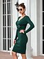 baratos Vestido elegante-Mulheres Vestido Suéte Mini vestido curto Preto Vinho Verde Cinzento Manga Longa Outono Inverno Decote V 2021 Tamanho Único