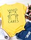 abordables T-shirts-Mujer Camiseta Gráfico Texto Letra Estampado Escote Redondo Básico Tops 100% Algodón Blanco Amarillo Rosa