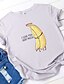 abordables T-shirts-T-shirt Femme Quotidien Fin de semaine Graphique Texte Fruit Manches Courtes Imprimé Col Rond basique Blanche Noir Jaune Hauts Standard 100% Coton