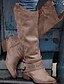 billige Boots-Dame Støvler Cowboy Western støvler Komfort Sko Daglig Ensfarget Knehøye Støvler Tykk hæl Spisstå Årgang Britisk PU Glidelås Rosa Brun Kakifarget
