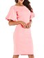 cheap Elegant Dresses-Women&#039;s Sheath Dress Knee Length Dress Black Red Blushing Pink Khaki Short Sleeve Solid Color Print Summer Round Neck Sexy 2021 S M L XL XXL