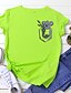 abordables T-shirts-T-shirt Femme Quotidien Fin de semaine Animal Manches Courtes Imprimé Col Rond basique Blanche Noir Jaune Hauts Standard 100% Coton
