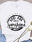 economico T-shirts-Per donna maglietta Pop art Testo Stampe astratte Con stampe Rotonda Top 100% cotone Essenziale Top basic Bianco Nero Giallo