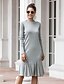 cheap Elegant Dresses-Women&#039;s Sweater Jumper Dress Knee Length Dress Black Dusty Rose Gray Long Sleeve Solid Color Fall Round Neck Work Casual 2021 One-Size