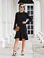 cheap Elegant Dresses-Women&#039;s Sweater Jumper Dress Knee Length Dress Black Long Sleeve Fall Winter Round Neck Work Hot Elegant 2021 One-Size