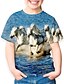 cheap Girls&#039; Tees &amp; Blouses-Kids Girls&#039; T shirt Tee Short Sleeve Horse Unicorn Animal Print Blue Children Tops Basic Holiday Cute