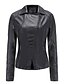 cheap Jackets-Women&#039;s Solid Colored Drawstring Streetwear Winter Faux Leather Jacket Short Daily Long Sleeve PU Coat Tops Black
