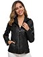 cheap Jackets-Women&#039;s Jacket Faux Leather Jacket Pocket Active Casual Sports Street Daily Holiday Coat Short Faux Leather Black Brown Beige Fall Winter Spring Hoodie Regular Fit S M L XL XXL 3XL / Warm