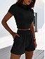 cheap Two Piece Sets-Women&#039;s Basic Solid Colored Two Piece Set Shirred Cami Top Tracksuit Set Pant Loungewear Tops