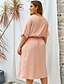 cheap Plus Size Dresses-Women&#039;s Swing Dress Knee Length Dress Black Blushing Pink Army Green Half Sleeve Solid Color Spring Summer V Neck Casual 2021 XL XXL 3XL 4XL / Plus Size