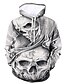 preiswerte Hoodies-Herren Grafik 3D Totenkopf Motiv Kapuzenshirt Halloween Täglich Ausgehen 3D-Druck Kapuzenpullover Sweatshirts Grau