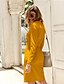 cheap Elegant Dresses-Women&#039;s Sweater Jumper Dress Knee Length Dress Yellow Wine Army Green Beige Long Sleeve Fall Winter V Neck Casual Cotton 2021 S M L XL