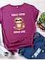economico T-shirts-Per donna maglietta Pop art Testo Alfabetico Con stampe Rotonda Essenziale Top 100% cotone Nero Giallo Vino