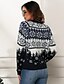 abordables Sweaters &amp; Cardigans-Femme Pullover Pied-de-poule Manches Longues Pull Cardigans Automne Col Ras du Cou Col Rond Bleu