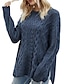 abordables Sweaters &amp; Cardigans-Mujer Pull-over Un Color Manga Larga Corte Ancho Cárdigans suéter Cuello Barco Escote Redondo Azul polvoriento Beige