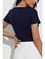 billige T-shirts-Dame Body Zentai Jumpsuit Ensfarget Rund hals Topper Navyblå