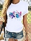 abordables T-shirts-Mujer Camiseta Mariposa Gato Negro Mariposa Estampados Diario Manga Corta Escote Redondo 100% Algodón Delgado S