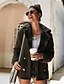 cheap Furs &amp; Leathers-Women&#039;s Jacket Solid Colored Sporty Fall &amp; Winter Regular Coat Daily Long Sleeve Jacket Army Green