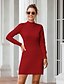 cheap Elegant Dresses-Women&#039;s Sweater Jumper Dress Short Mini Dress Black Wine Beige Long Sleeve Fall Winter Round Neck Casual Cotton 2021 One-Size