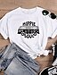 cheap T-Shirts-Women&#039;s T shirt Graphic Text Graphic Prints Round Neck Print Basic Tops Slim 100% Cotton Wine White Black