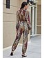 cheap Jumpsuits &amp; Rompers-Women&#039;s Streetwear Boho Brown Jumpsuit Color Block Geometric Lace up