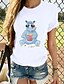 preiswerte T-shirts-Damen T Shirt 100% Baumwolle Schmetterling Grafik-Drucke Schwarz und weiss Katze Schwarz Kurzarm Täglich Rundhalsausschnitt Schlank