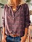cheap Women&#039;s Blouses-Women&#039;s Blouse Shirt Purple Wine Dusty Blue Button Floral Geometric Casual Long Sleeve Shirt Collar Bohemian Style Loose Fit Boho S
