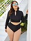 cheap Tankini-Women&#039;s Tankini Swimsuit Zipper Black Swimwear Bathing Suits / Padded Bras