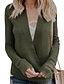 billige Sweaters &amp; Cardigans-Dame Ensfarvet bluse Langærmet Overdimensionerede Sweater Cardigans V-hals Vinter Sort Grøn Brun