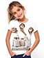 baratos Camisetas &amp; Blusas Para Meninas-Infantil Para Meninas Camisa Camiseta Manga Curta Gato Animal Estampado Branco Crianças Blusas Básico Férias Estilo bonito