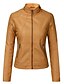 cheap Women&#039;s Coats &amp; Jackets-Women&#039;s Faux Leather Jacket Spring &amp;  Fall Daily Regular Coat Regular Fit Jacket Long Sleeve Solid Colored Yellow Blushing Pink Khaki