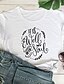 preiswerte T-shirts-Damen T-Shirt Grafik Text Grafik-Drucke Druck Rundhalsausschnitt Grundlegend Oberteile 100% Baumwolle Schwarz Purpur Rote