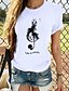 abordables T-shirts-T-shirt Femme Quotidien Imprimés Photos Manches Courtes Col Rond basique Blanche Rouge Gris Clair Hauts Ample 100% Coton