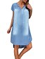 cheap Knee-Length Dresses-Women&#039;s Denim Dress Knee Length Dress Blue Black Light Blue Short Sleeve Other Summer V Neck Casual Loose 2021 S M L XL XXL 3XL