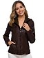 cheap Women&#039;s Coats &amp; Jackets-Women&#039;s Jacket Faux Leather Jacket Hoodie Jacket Casual Mountain Bike Coat Short Faux Leather White Black Light Brown Fall Winter Spring Hoodie Regular Fit S M L XL XXL 3XL / Long Sleeve / V Neck