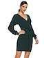cheap Bodycon Dresses-Women&#039;s A Line Dress Short Mini Dress Green Black Navy Blue Long Sleeve Solid Color Fall Summer V Neck Work Elegant Slim 2021 S M L XL