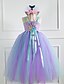 abordables Robes pour Filles-Robe Fille Enfants Robe en Tulle Petit Mosaïque Jacquard Petite Sirène Lacet Maille Patchwork Violet Maxi Nylon Sans Manches Le style mignon Robes Nouvel an Standard