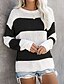 billige Sweaters &amp; Cardigans-Dame Farveblok Pullover Langærmet Sweater Cardigans Rund hals Sort Brun