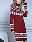 abordables Robes Décontracté-Femme Pullover Robe pull Tartan Manches Longues Pull Cardigans Automne Col Roulé Noir Rouge