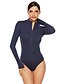cheap Jumpsuits &amp; Rompers-Women&#039;s Zentai Jumpsuit Solid Colored Long Sleeve Zip Up V Neck Tops Black Blue Blushing Pink