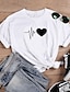 cheap T-Shirts-Women&#039;s T shirt Graphic Heart Text Print Round Neck Basic Tops 100% Cotton White Black Red