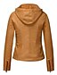 baratos Women&#039;s Coats &amp; Jackets-Mulheres Jaquetas de Couro Primavera &amp; Outono Diário Padrão Casaco Normal Casaco Manga Longa Sólido Amarelo Rosa Cáqui
