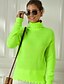 cheap Sweaters &amp; Cardigans-Women&#039;s Pullover Solid Colored Cotton Long Sleeve Sweater Cardigans Fall Turtleneck Blushing Pink Green