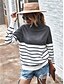 cheap Sweaters &amp; Cardigans-Women&#039;s Pullover Striped Color Block Casual / Daily Long Sleeve Sweater Cardigans Fall Winter Turtleneck Wine Army Green Gray