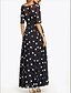 cheap Maxi Dresses-Women&#039;s Chiffon Dress Maxi long Dress Black Half Sleeve Polka Dot Print Fall Spring Round Neck Hot Casual 2021 XL XXL 3XL