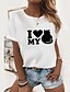cheap T-Shirts-Women&#039;s T shirt Tee White Graphic Prints Short Sleeve Daily Round Neck 100% Cotton Slim