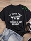 economico T-shirts-Per donna maglietta Pop art Testo Stampe astratte Con stampe Rotonda Essenziale Top 100% cotone Bianco Nero Grigio chiaro