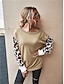 cheap Sweaters &amp; Cardigans-Women&#039;s Pullover Color Block Leopard Cheetah Print Casual / Daily Long Sleeve Sweater Cardigans Fall Winter Boat Neck Blue Army Green Gray